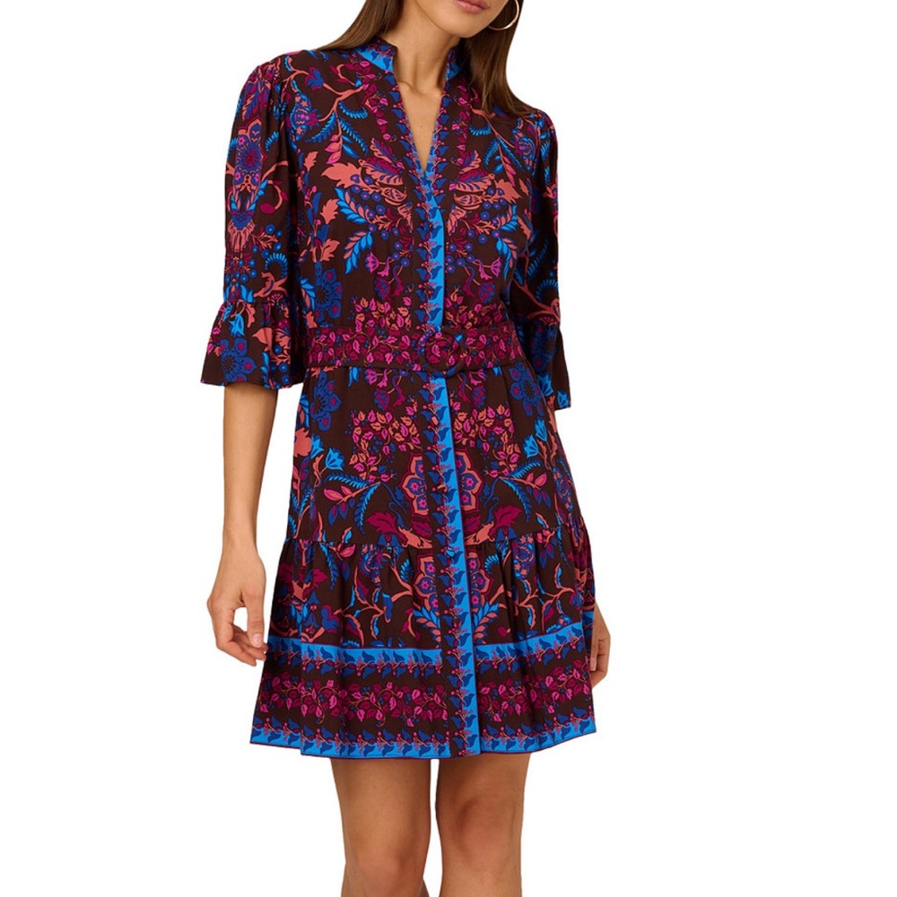 Floral Blue and Purple Women's Dress